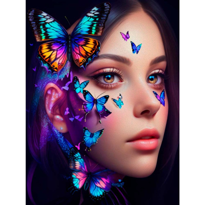 Алмазная мозаика Бабочки на лице 30 х 40 см Рыжий кот АЛМ-0082 1